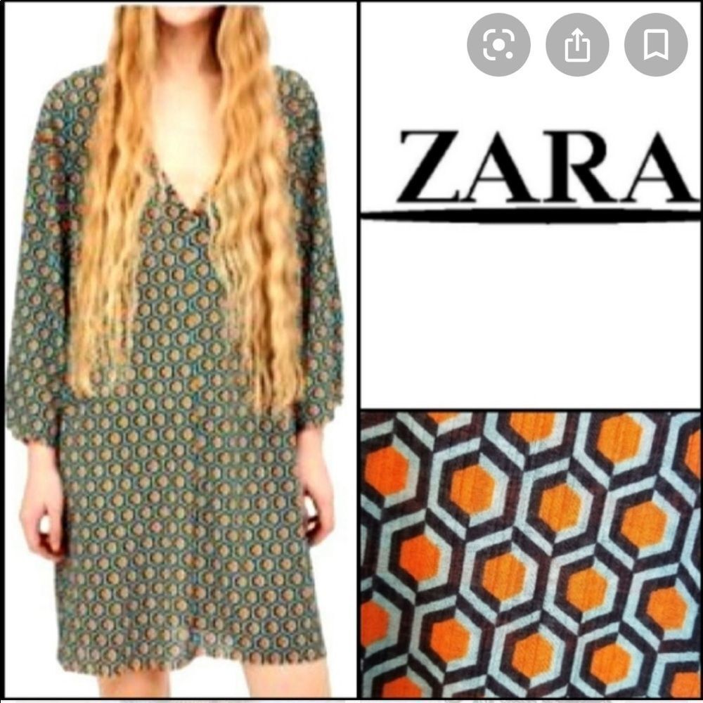 Zara Trafaluc Geometric Print Dress/Swim Cover Up